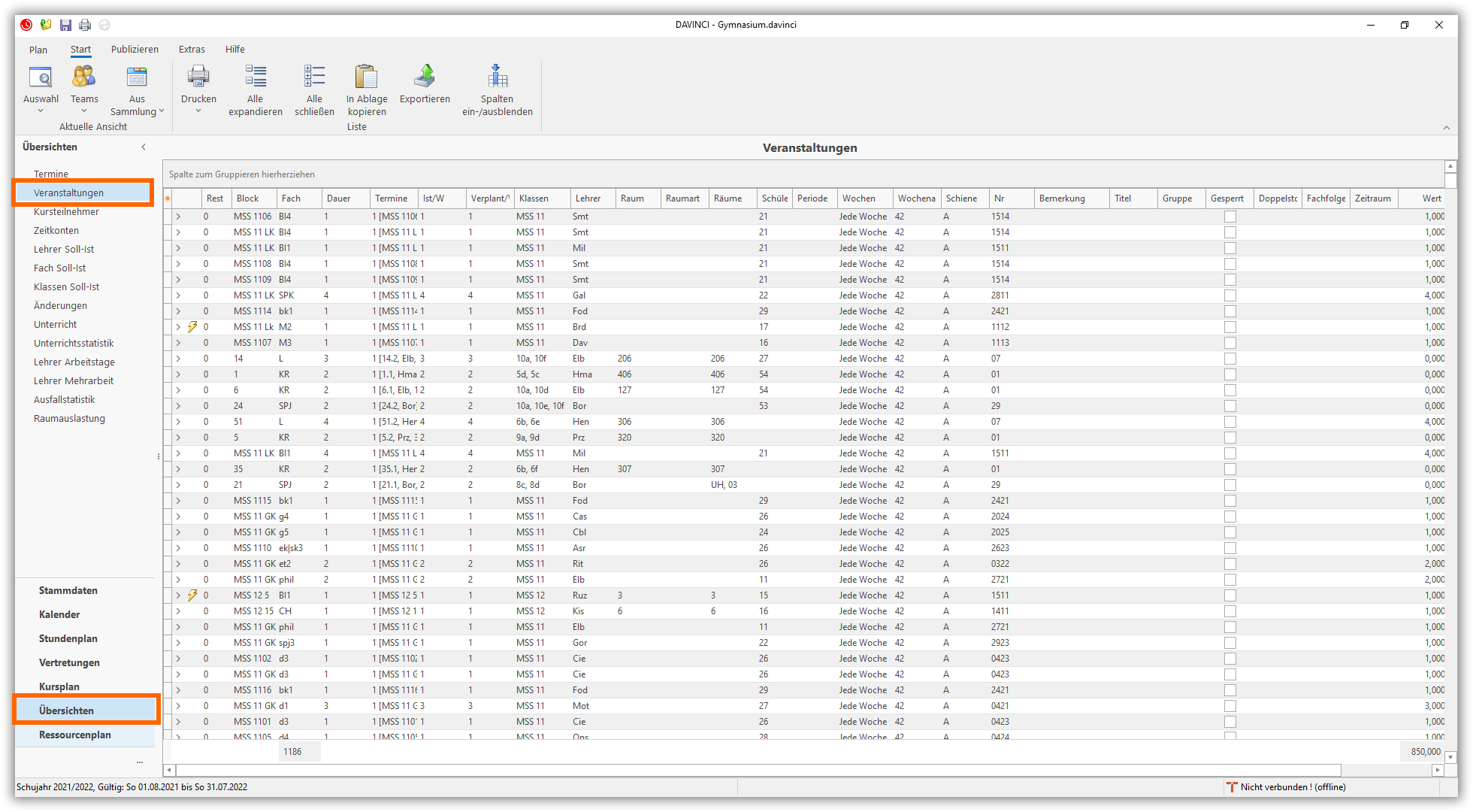 Übersicht Veranstaltungen Übersicht Veranstaltungen