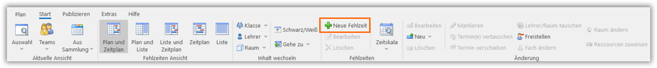 Die Schaltfläche Neue Fehlzeit Die Schaltfläche „Neue Fehlzeit“