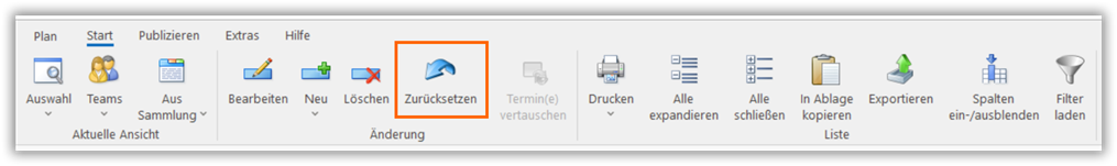Änderungen zurücksetzen Änderungen zurücksetzen