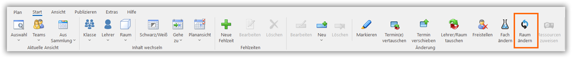 Unterrichtsraum ändern Unterrichtsraum ändern