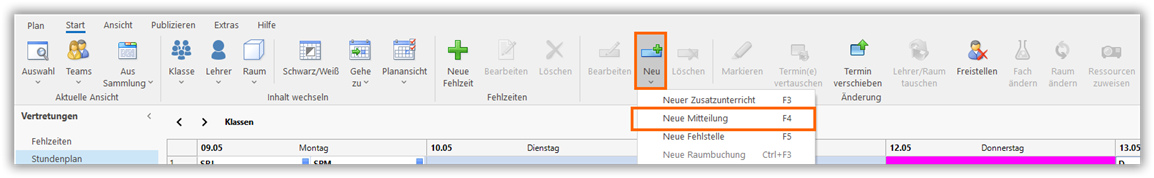 Mitteilung einfügen Mitteilung einfügen